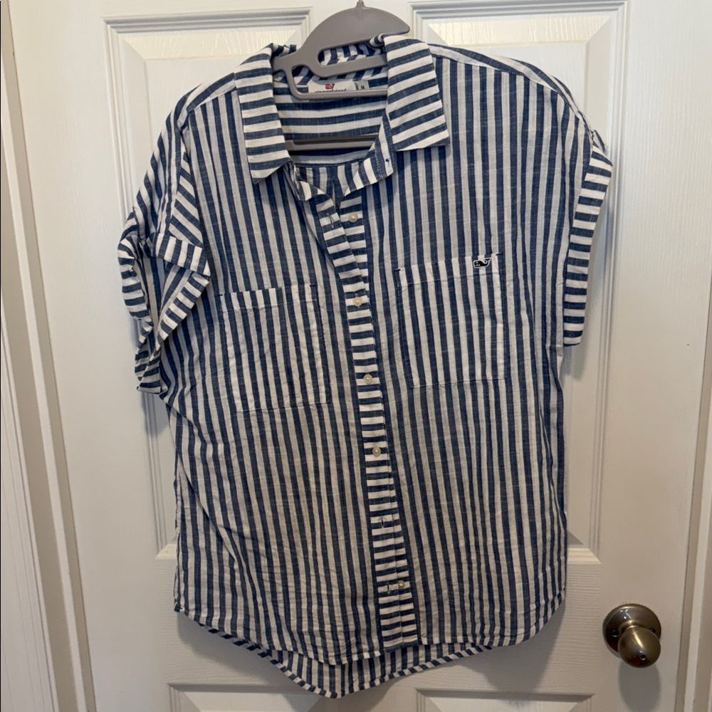 Vineyard Vines Blue and White Striped Button-Down Shirt